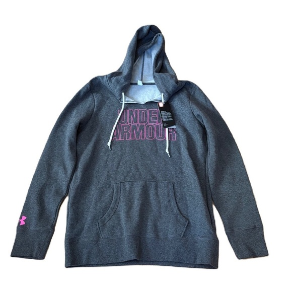 Under Armour Volleyball Sweatshirt Split Neck NEW Medium Gray Pink - Picture 1 of 5